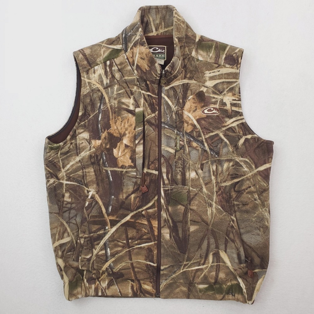 Drake Vest Mens Large Brown‎ Camo Fleece Magnattach Waterfowl Hunting Outdoor